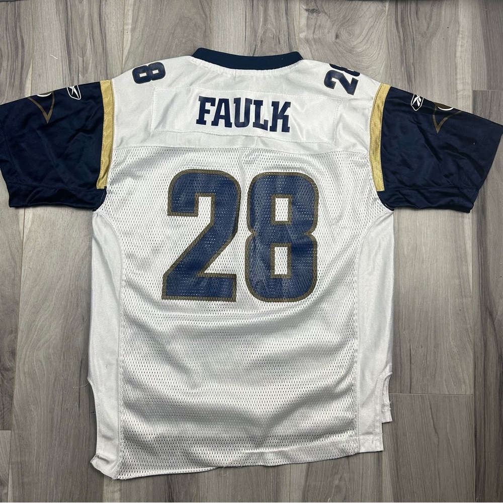 Reebok MARSHALL FAULK St. Louis Rams Football Jersey Youth Size LARGE